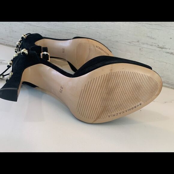 BCBG black strap heels with heel charms - Picture 7 of 8